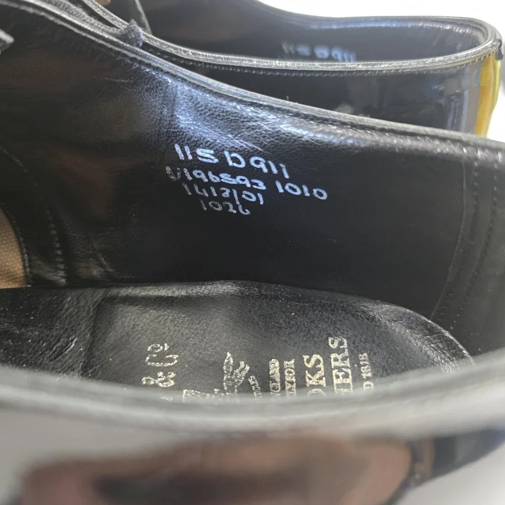 Brooks Brothers Peal & Co Shoes Mens Size 11.5 D Black Patent Oxford Dress